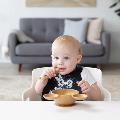 Mickey and Minnie Love Print B+W Silicone Bib For 6-24 Mos | Bumkins