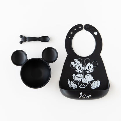 Mickey and Minnie Love Print B+W Silicone Bib For 6-24 Mos | Bumkins