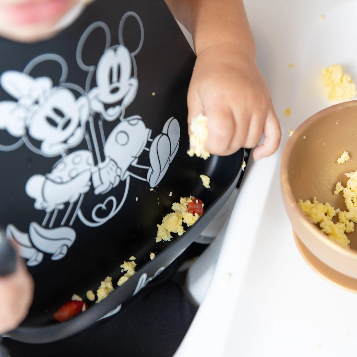 Mickey and Minnie Love Print B+W Silicone Bib For 6-24 Mos | Bumkins