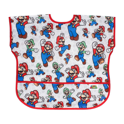 Super Mario & Luigi Short Sleeve Junior Bib for Baby & Toddler | Nintendo Baby | Bumkins