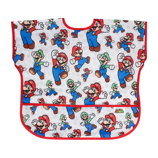 Super Mario & Luigi Short Sleeve Junior Bib for Baby & Toddler | Nintendo Baby | Bumkins