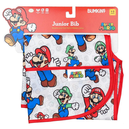 Super Mario & Luigi Short Sleeve Junior Bib for Baby & Toddler | Nintendo Baby | Bumkins