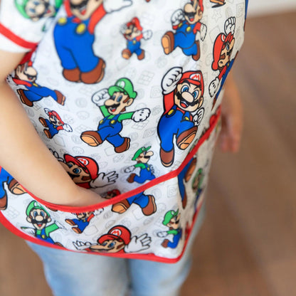 Super Mario & Luigi Short Sleeve Junior Bib for Baby & Toddler | Nintendo Baby | Bumkins
