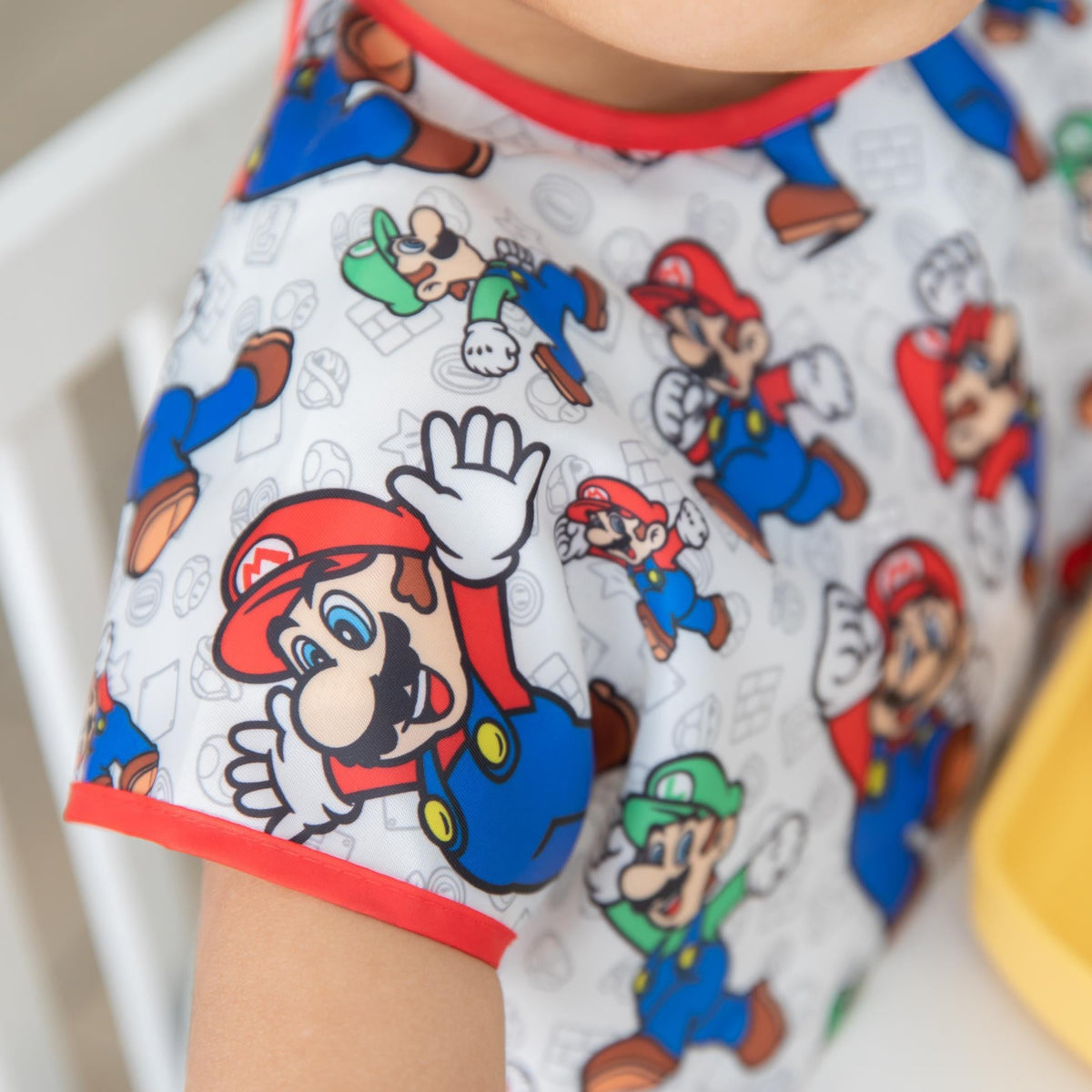 Super Mario & Luigi Short Sleeve Junior Bib for Baby & Toddler | Nintendo Baby | Bumkins