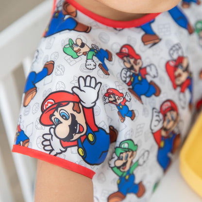 Super Mario & Luigi Short Sleeve Junior Bib for Baby & Toddler | Nintendo Baby | Bumkins
