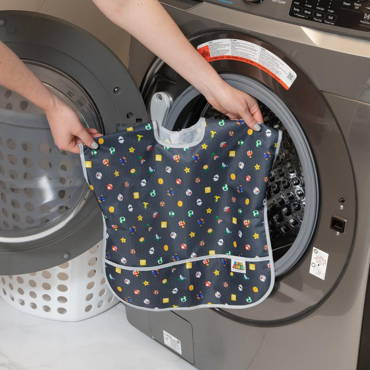 Short Sleeved Bib Ft. Waterproof Super Mario Fabric | Bumkins