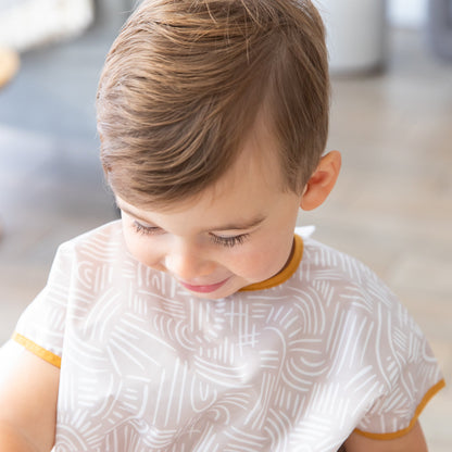 Neutral Boho Short Sleeve Junior Bib For Toddlers 1-3 yrs | Bumkins