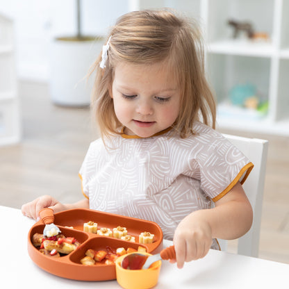 Neutral Boho Short Sleeve Junior Bib For Toddlers 1-3 yrs | Bumkins