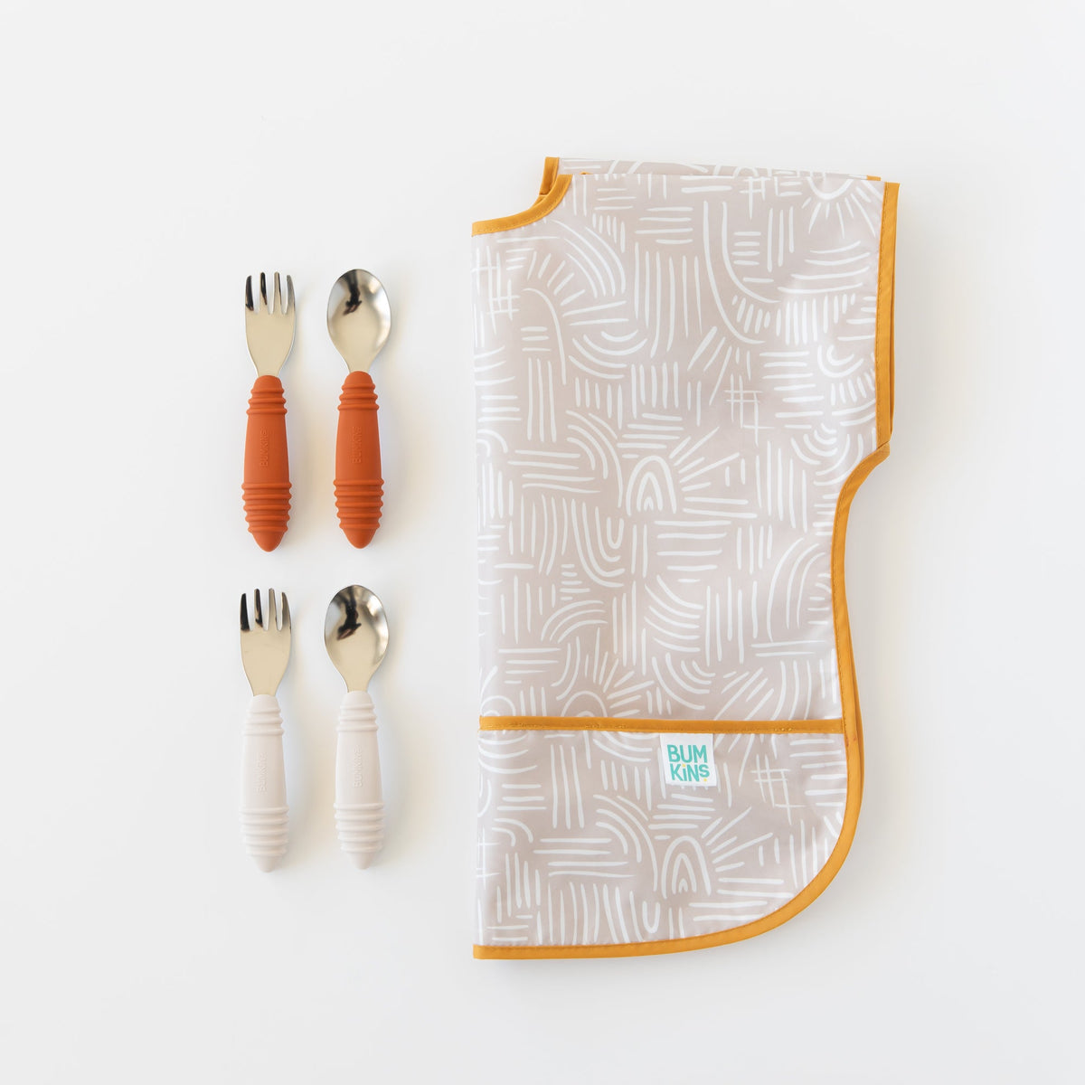 Neutral Boho Short Sleeve Junior Bib For Toddlers 1-3 yrs | Bumkins