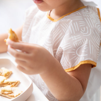 Neutral Boho Short Sleeve Junior Bib For Toddlers 1-3 yrs | Bumkins