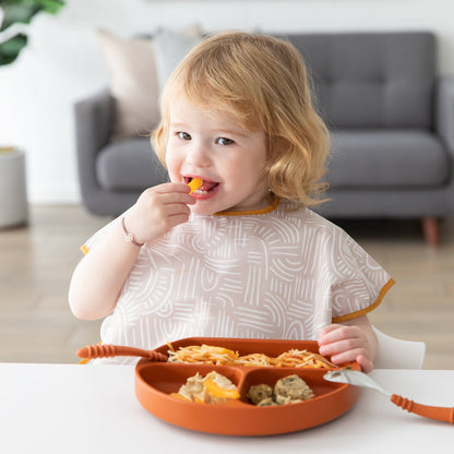 Neutral Boho Short Sleeve Junior Bib For Toddlers 1-3 yrs | Bumkins