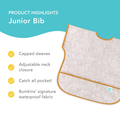 Neutral Boho Short Sleeve Junior Bib For Toddlers 1-3 yrs | Bumkins