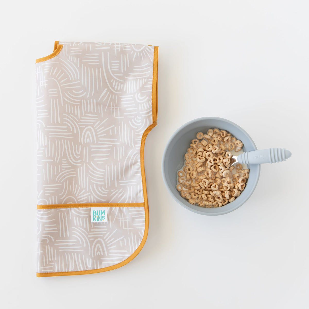 Neutral Boho Short Sleeve Junior Bib For Toddlers 1-3 yrs | Bumkins