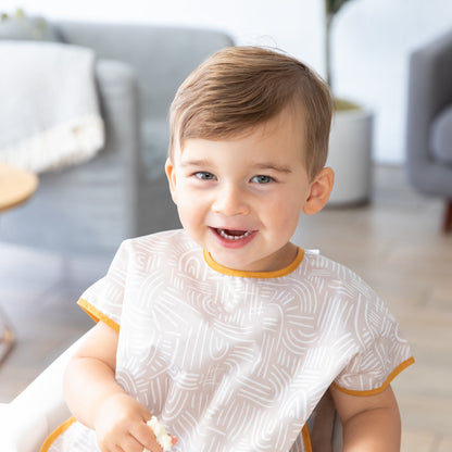 Neutral Boho Short Sleeve Junior Bib For Toddlers 1-3 yrs | Bumkins