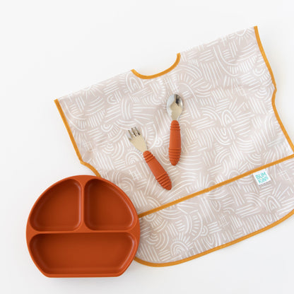 Neutral Boho Short Sleeve Junior Bib For Toddlers 1-3 yrs | Bumkins