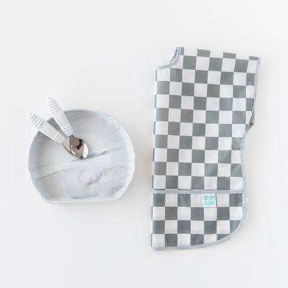 Junior Bib: Charcoal Check | Bumkins