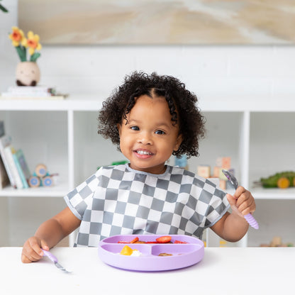 Junior Bib: Charcoal Check | Bumkins