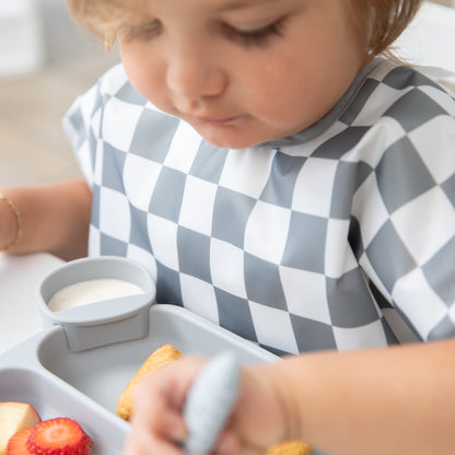 Junior Bib: Charcoal Check | Bumkins