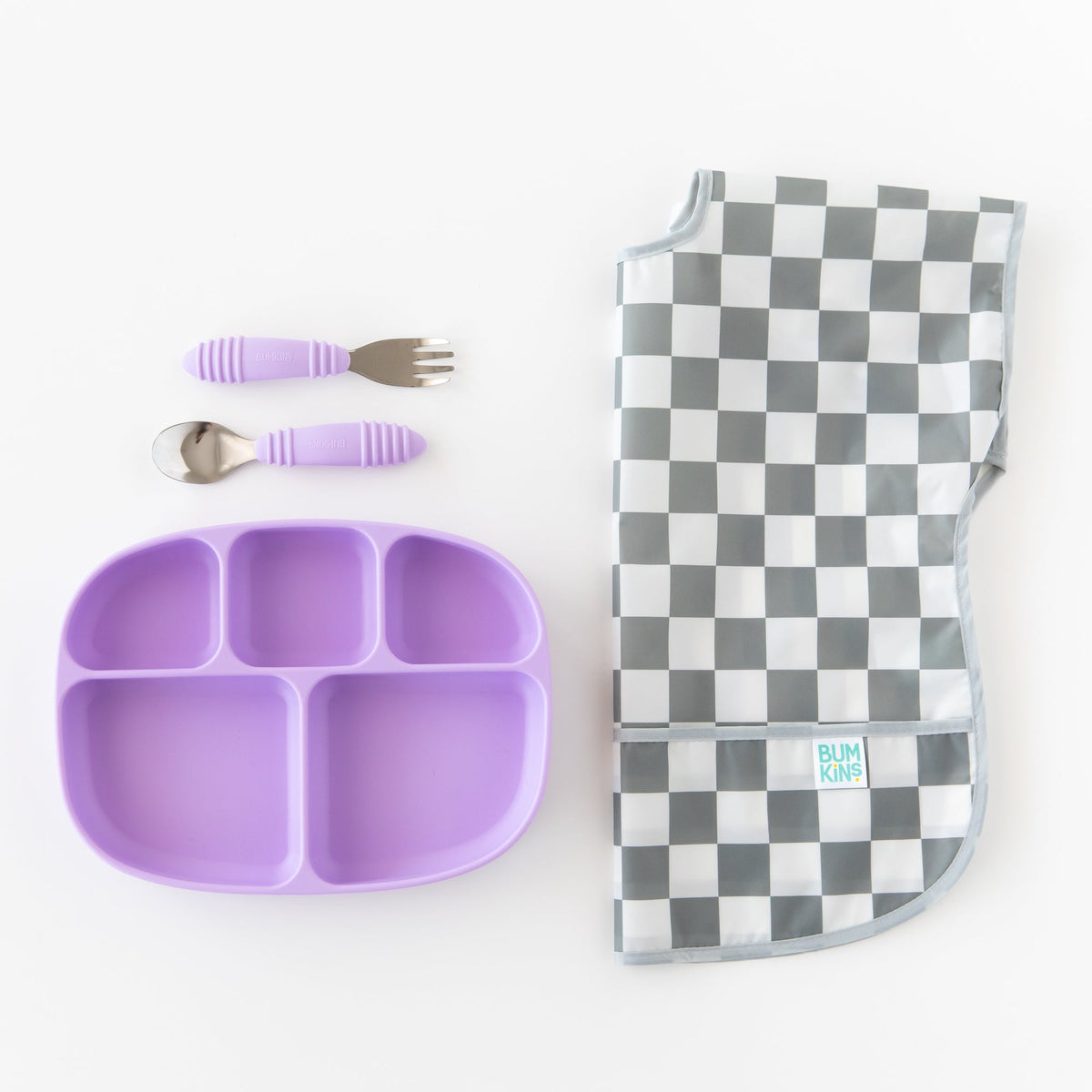 Junior Bib: Charcoal Check | Bumkins