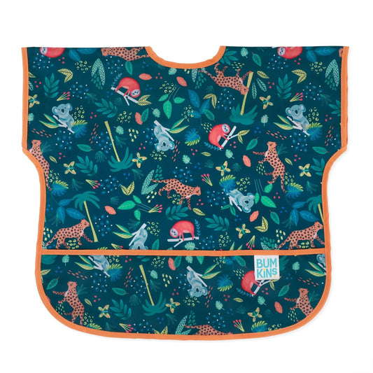 Short Sleeve Jungle Print Feeding Bib For Toddlers 1-3 yrs | Bumkins