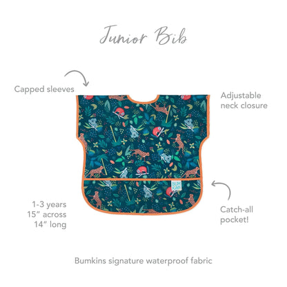 Short Sleeve Jungle Print Feeding Bib For Toddlers 1-3 yrs | Bumkins