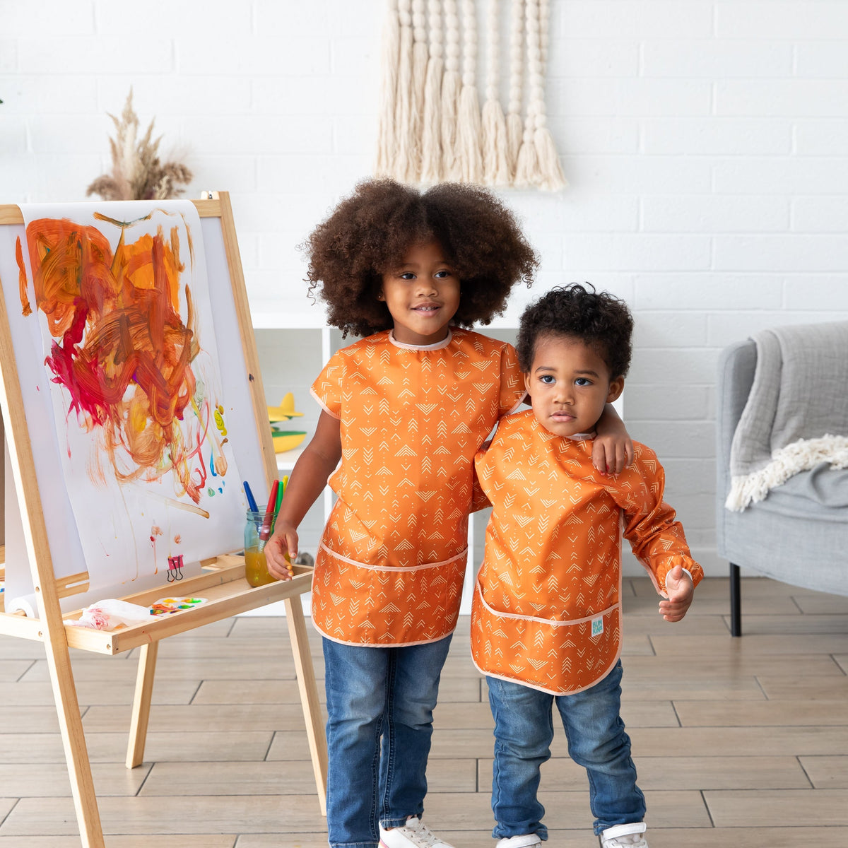 Grounded Long-Sleeved Boho Art Smock, Waterproof Fabric | Bumkins