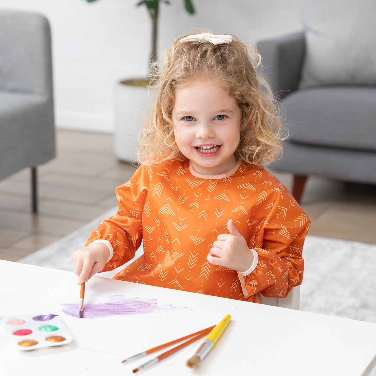 Grounded Long-Sleeved Boho Art Smock, Waterproof Fabric | Bumkins