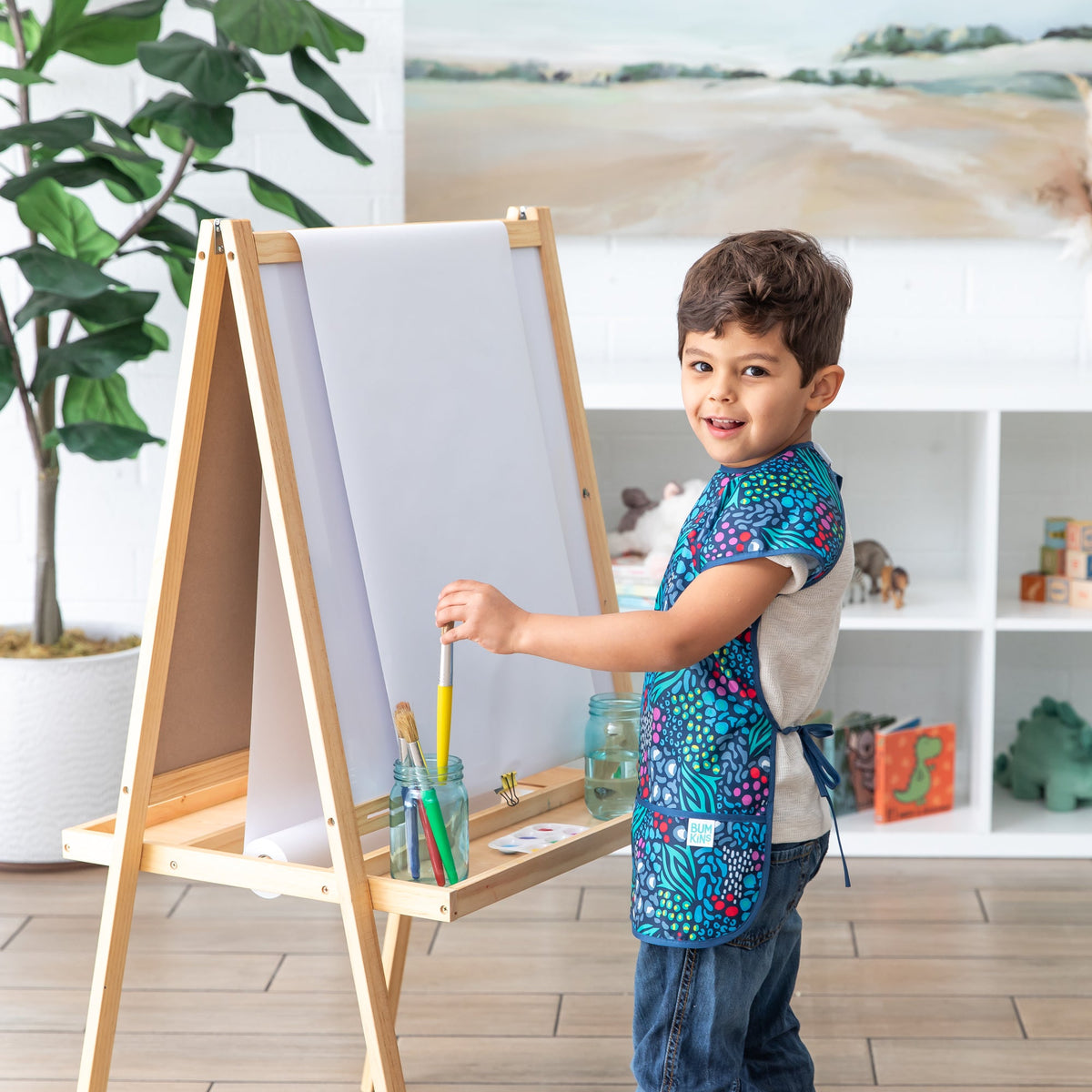 Animal Print Waterproof Art Smock, Apron for Kids 3-7 yrs | Bumkins