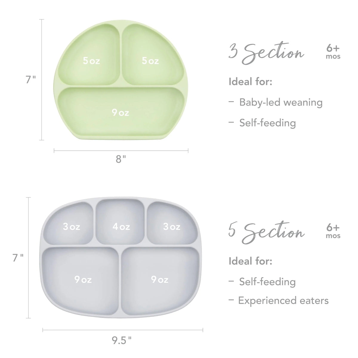 Silicone Suction Plate for Baby & Toddler - Sage Baby | Bumkins