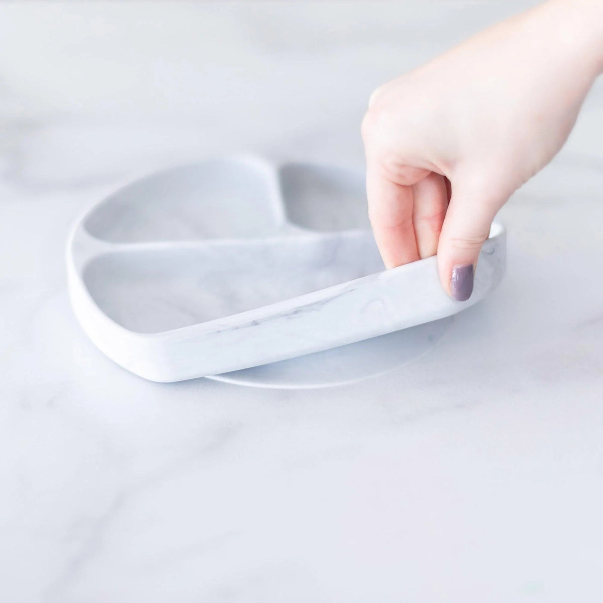 Silicone Suction Plate for Baby & Toddler - Marble Baby | Bumkins