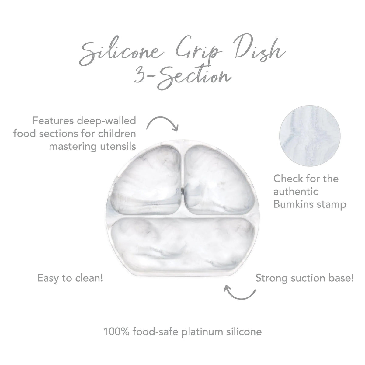 Silicone Suction Plate for Baby & Toddler - Marble Baby | Bumkins
