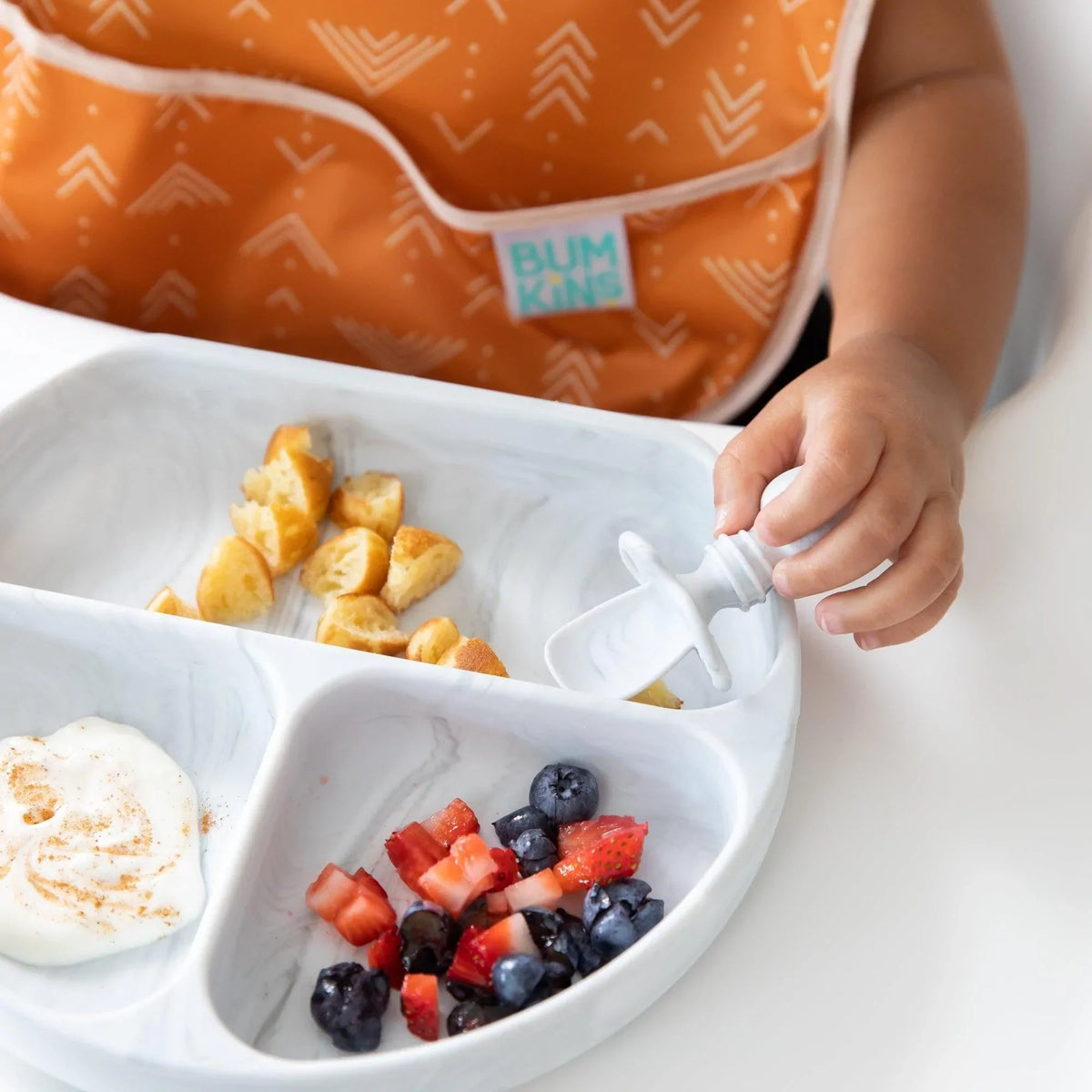 Silicone Suction Plate for Baby & Toddler - Marble Baby | Bumkins