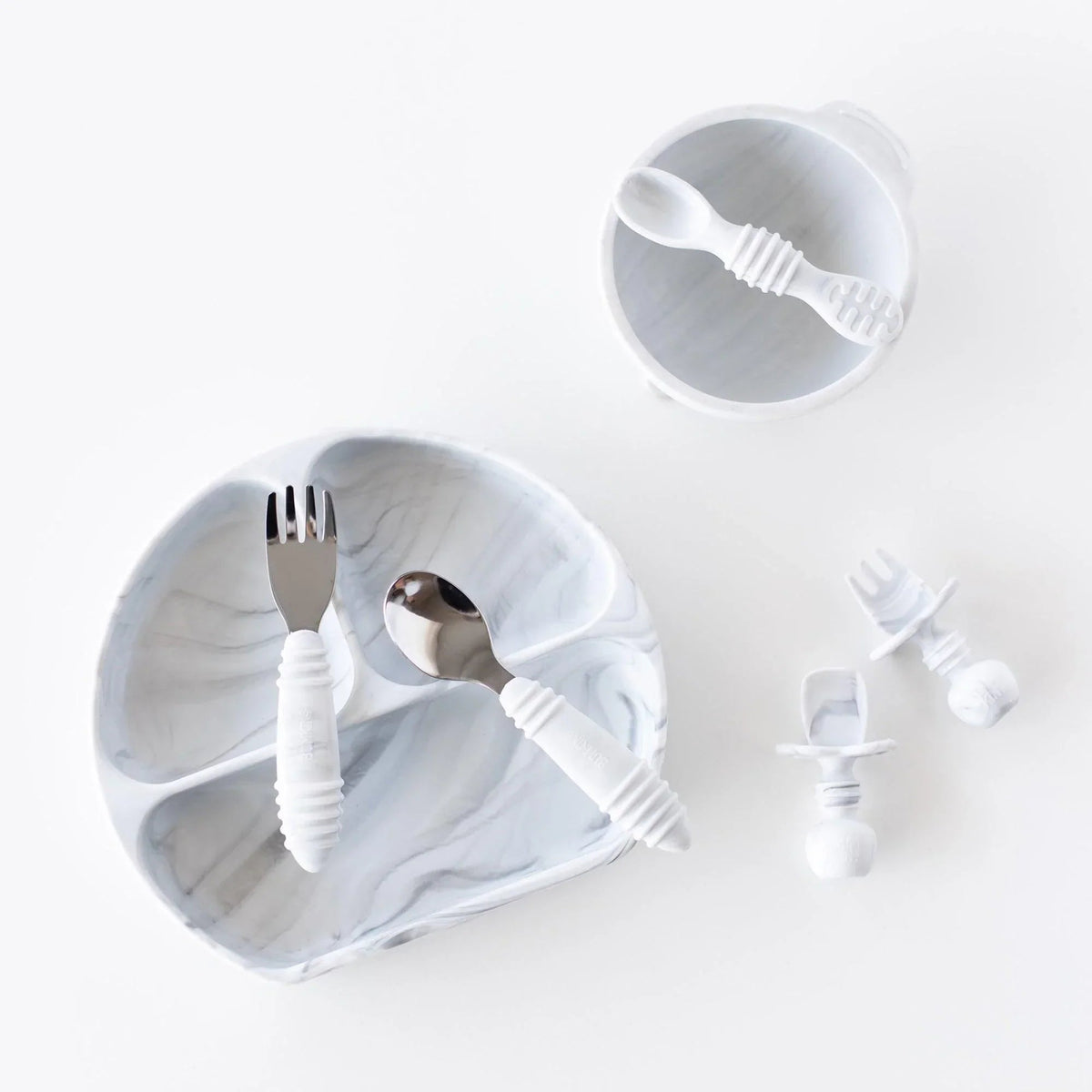 Silicone Suction Plate for Baby & Toddler - Marble Baby | Bumkins