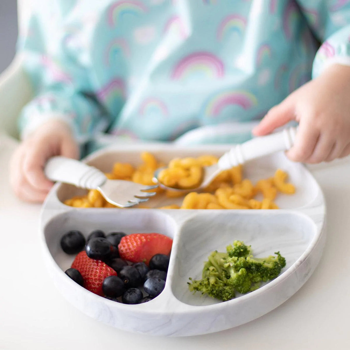 Silicone Suction Plate for Baby & Toddler - Marble Baby | Bumkins