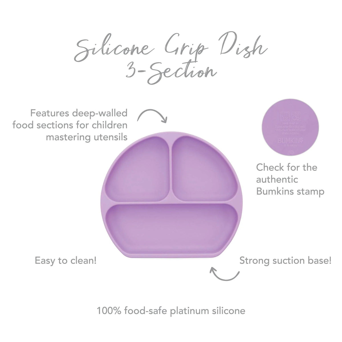 Silicone Suction Plate for Baby & Toddler - Lavender Baby | Bumkins