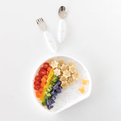 Vanilla Sprinkle Silicone Plate with Suction & Deep Walls | Bumkins