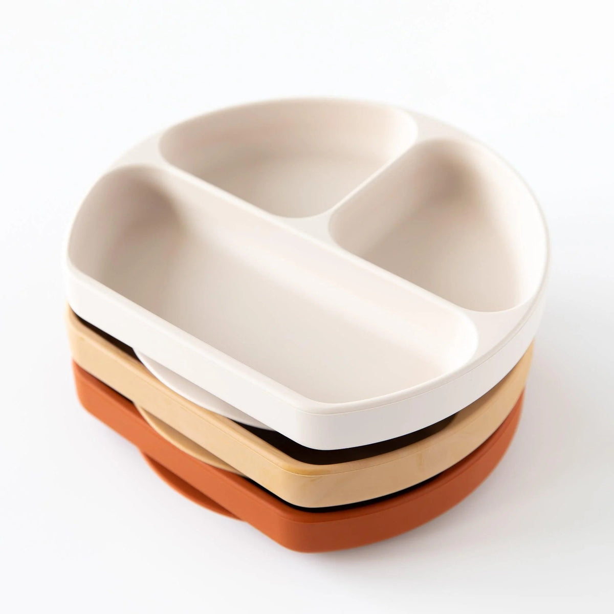 Divided Silicone Plates with Suction in Boho Sand | Bumkins