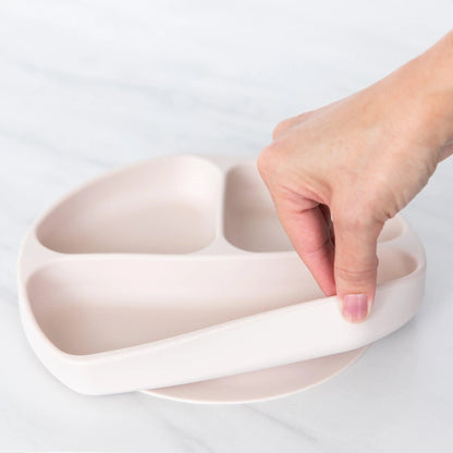Divided Silicone Plates with Suction in Boho Sand | Bumkins