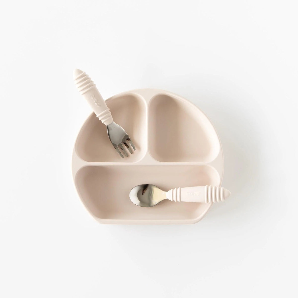 Divided Silicone Plates with Suction in Boho Sand | Bumkins