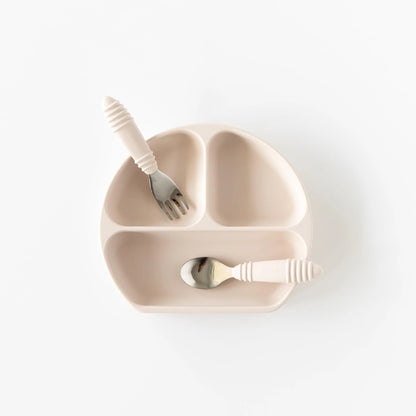 Divided Silicone Plates with Suction in Boho Sand | Bumkins