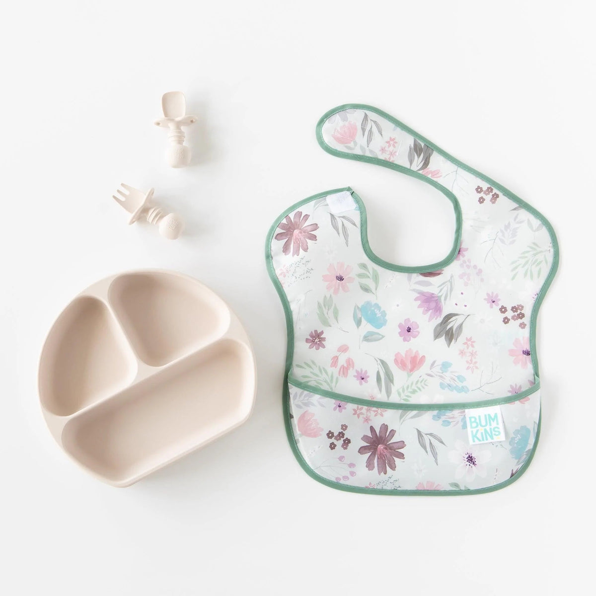 Divided Silicone Plates with Suction in Boho Sand | Bumkins