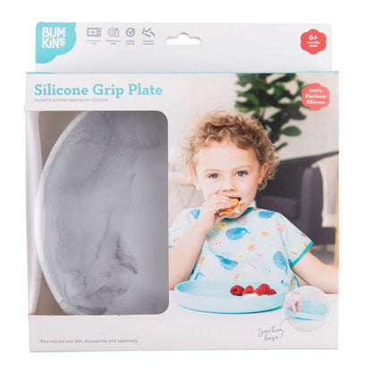 Marble Silicone Kids Suction Plate For Experienced Eaters | Bumkins