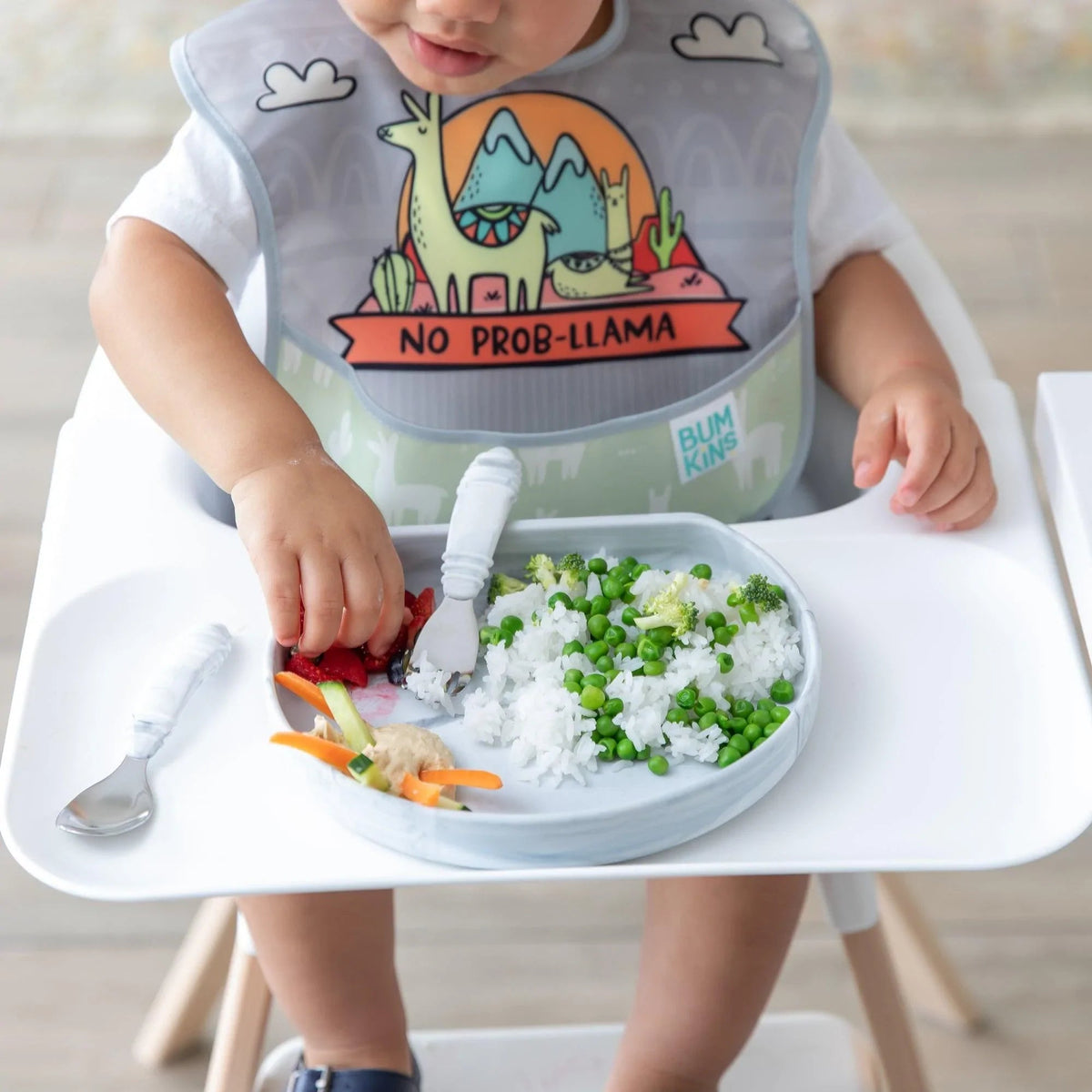 Marble Silicone Kids Suction Plate For Experienced Eaters | Bumkins