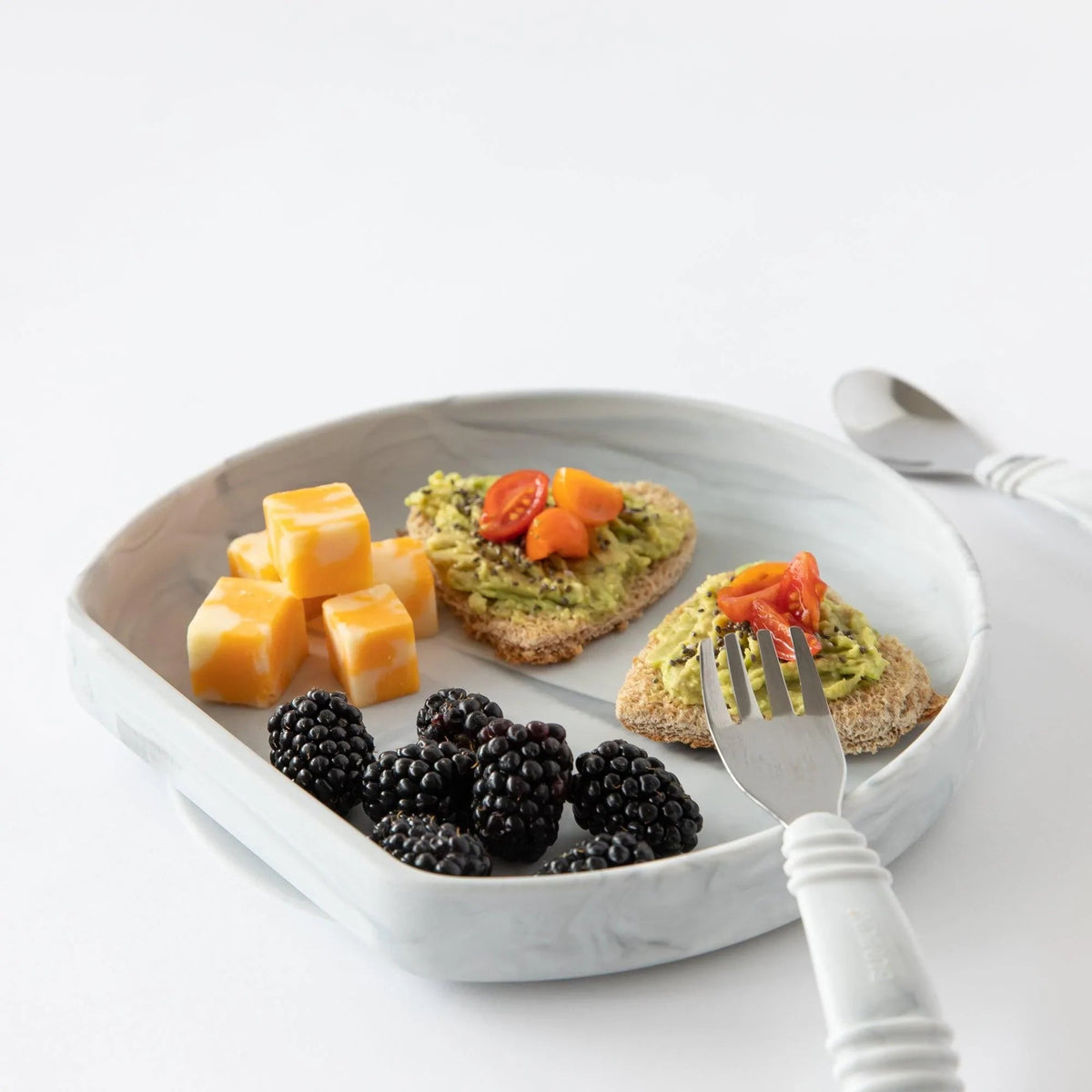 Marble Silicone Kids Suction Plate For Experienced Eaters | Bumkins