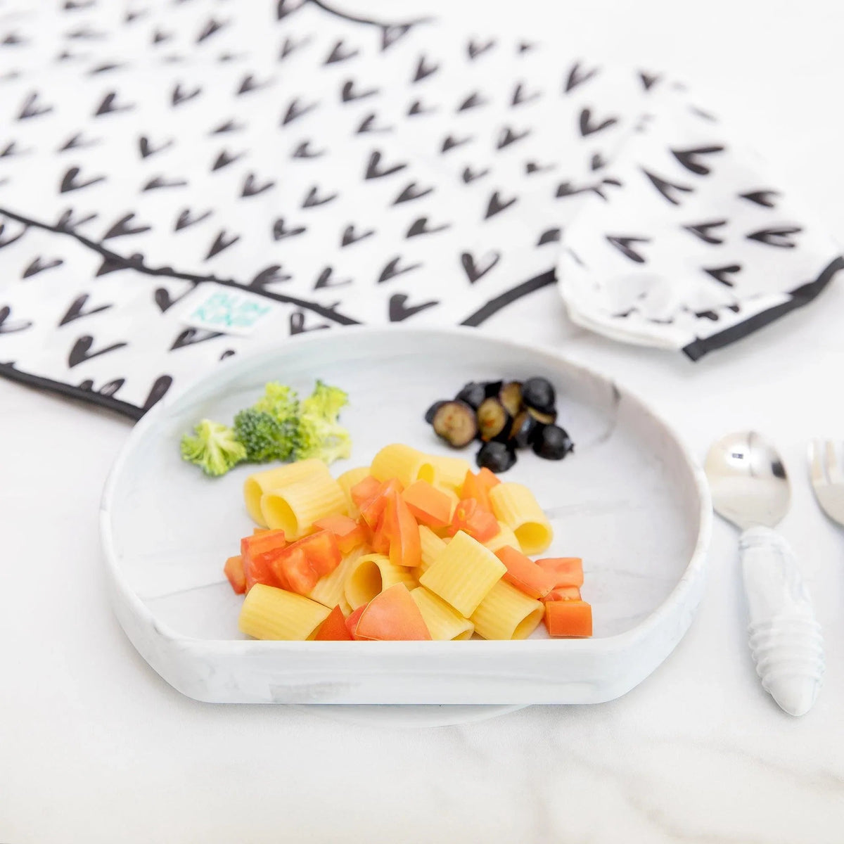 Marble Silicone Kids Suction Plate For Experienced Eaters | Bumkins