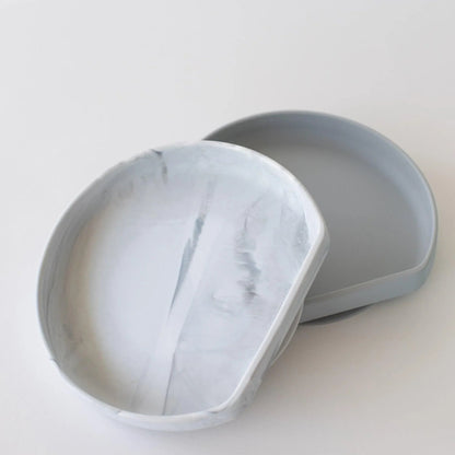 Marble Silicone Kids Suction Plate For Experienced Eaters | Bumkins