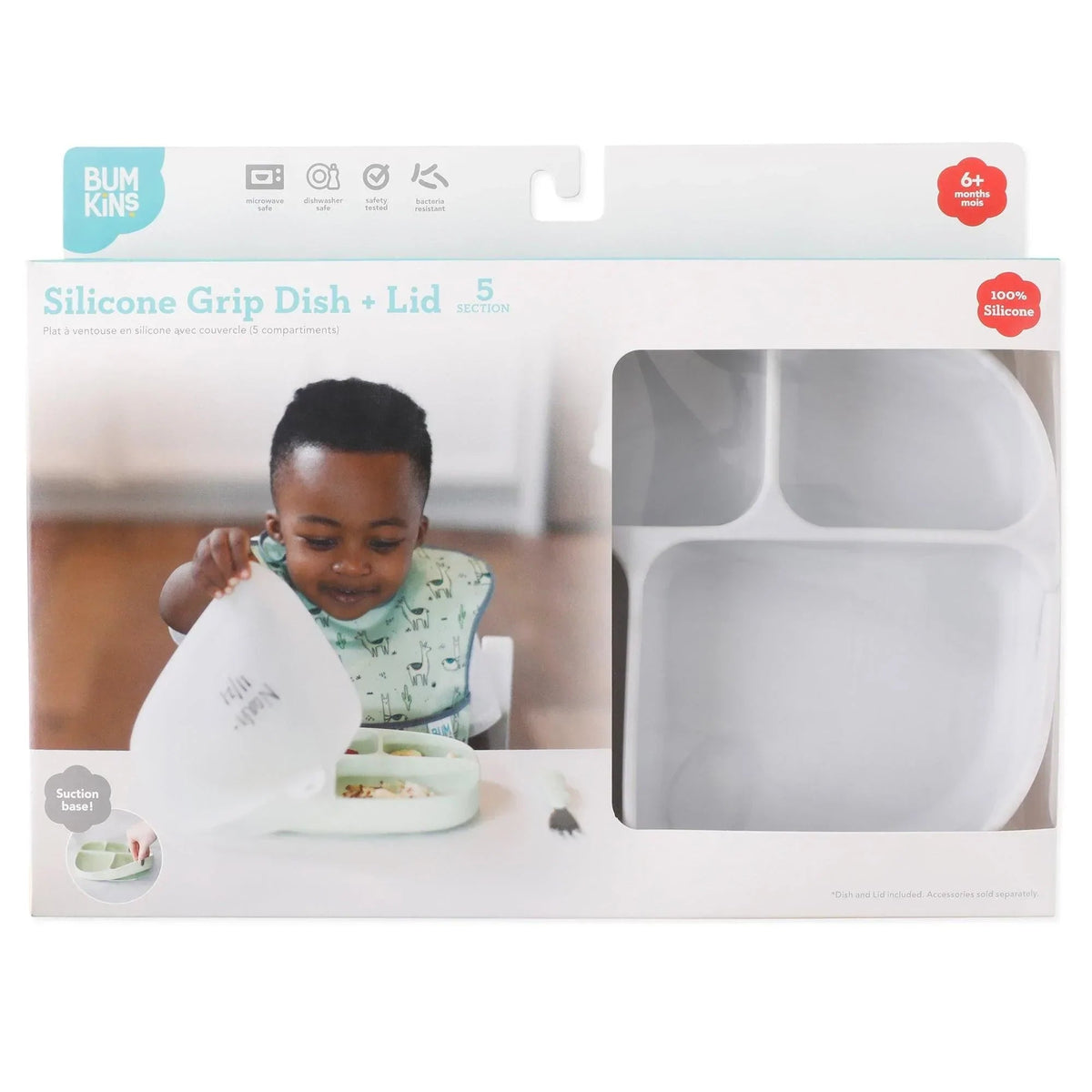 5-Section Silicone Suction Plate with Lid for Baby & Toddler | Bumkins