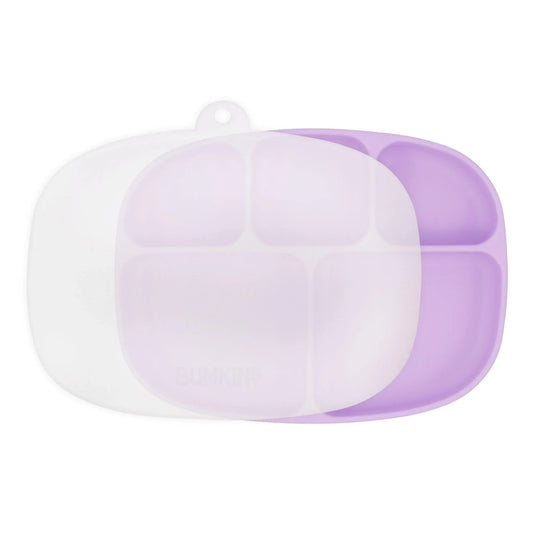 5-Section Lavender Suction Cup Plates with Lid For Littles | Bumkins