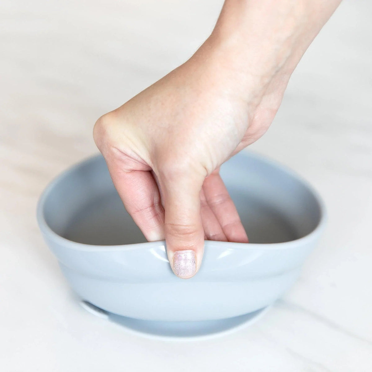 Silicone Stay-Put Suction Bowl For Toddlers in Gray | Bumkins