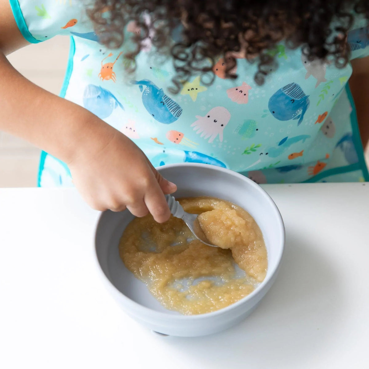 Silicone Stay-Put Suction Bowl For Toddlers in Gray | Bumkins